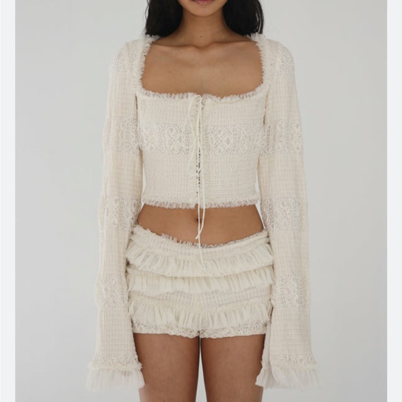 Mirror Palais Tops - Mirror Palais Cream Textured Blouse